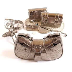 Silver Crocodile Embossed Women's Bag